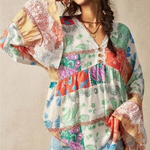 Bohemian Multicolor Patchwork Top